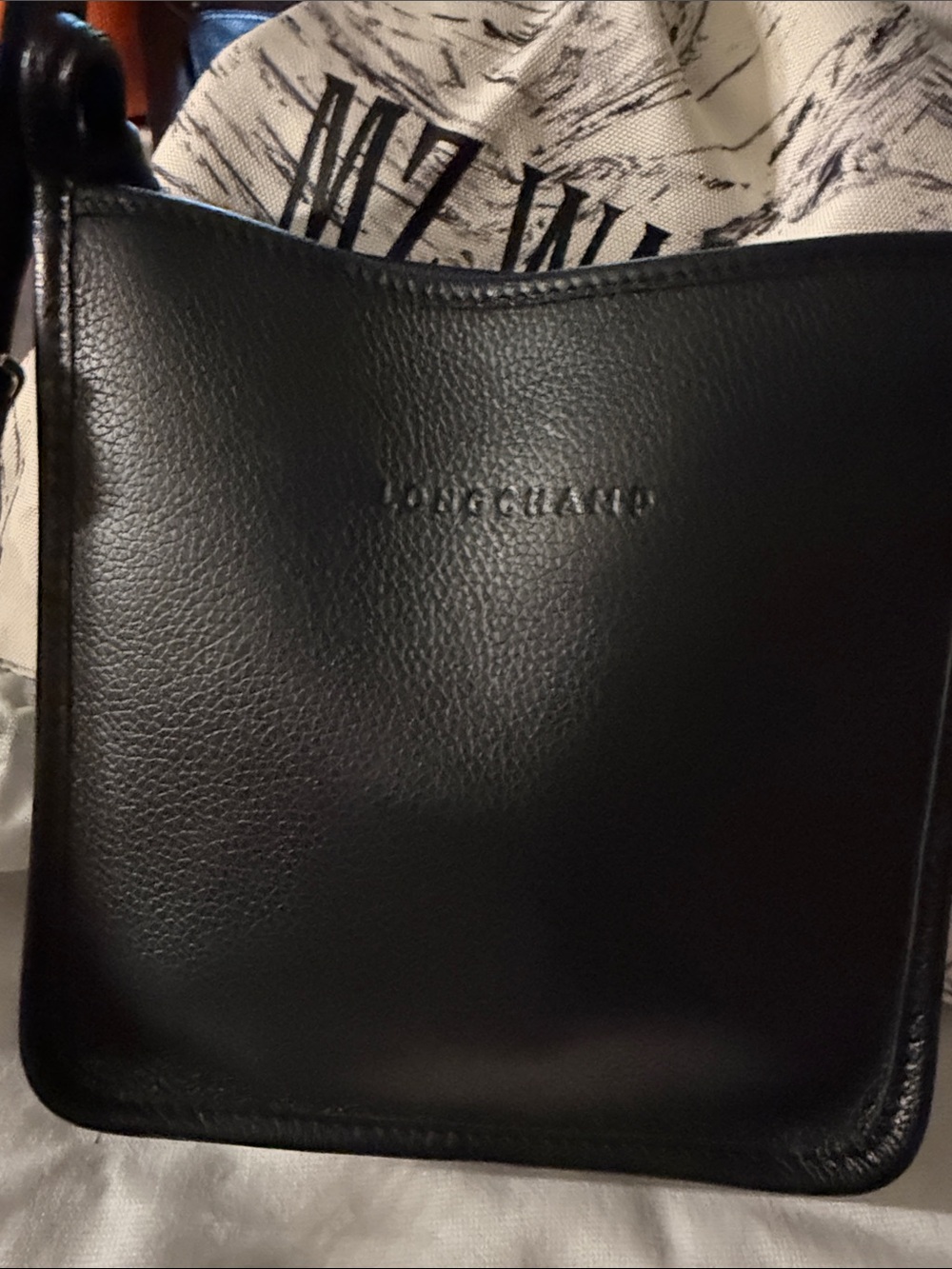 Longchamp Black Leather Crossbody Bag for Men